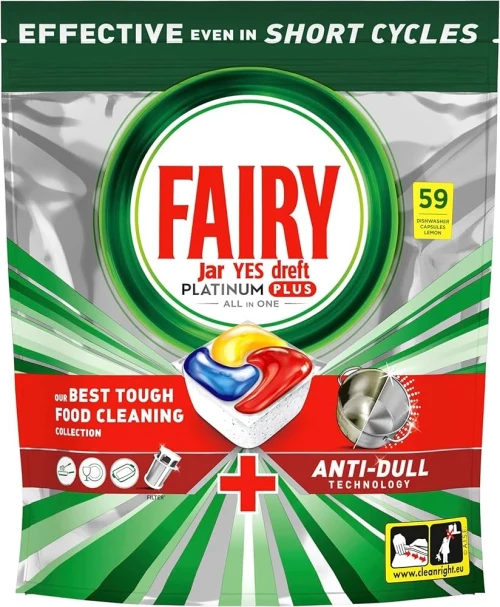 Capsule masina spalat vase Fairy Platinum Plus Lemon 59 buc