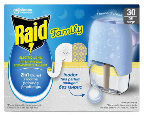 Фумигатор и сменный блок Raid Family 30 ночей 21 мл