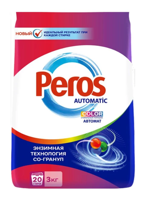 PEROS Универсальный стиральный порошок для автоматической стирки 3 кг для цветного белья 1/6
