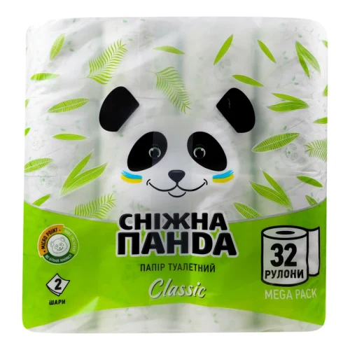PANDA Туалетная бумага Classic 2 слоя 32 рулона 142 лист 17,75 м 1/2
