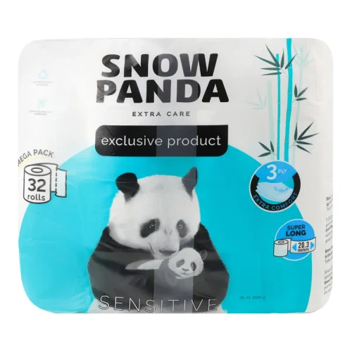 PANDA ExtraCare Туалетная бумага Sensitive 3 слоя 32 рулона 142 лист 18,03 м 1/2