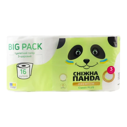 PANDA Туалетная бумага Premium Classic Plus 3 слоя 16 рулона 142 лист 17,75 м 1/3