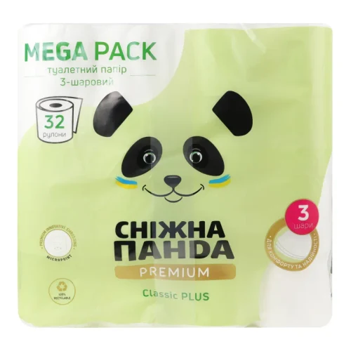 PANDA Туалетная бумага Premium Classic Plus 3 слоя 32 рулона 142 лист 17,75 м 1/2