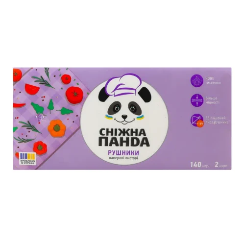 PANDA Полотенца бумажные листовые 2 слоя 230*220 140 шт белые 1/24