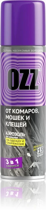 OZZ Special Аэрозоль от комаров, мошек и клещей для нанесения на одежду и снаряжение 3 в 1 150 мл
