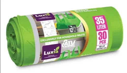 LUXIA Пакеты для мусора с ручками 35 л 30 шт / Зелёные