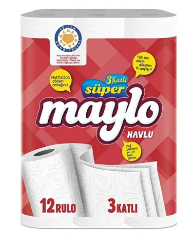 MAYLO Полотенца кухонные 12 рулонов 3 слоя 11.30 m 1/4