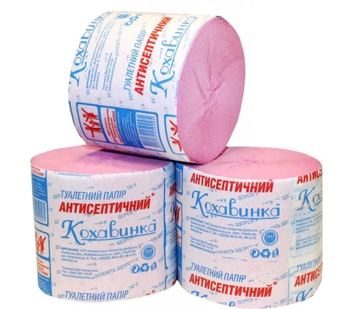 KOHAVINKA Туалетная бумага макулатурная Антисептичный 65M, 100 x 90 розовая 1/8