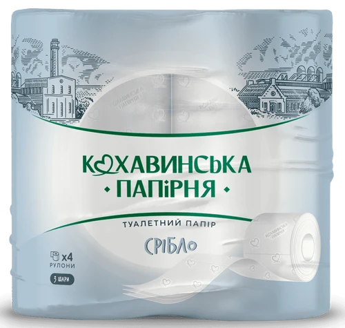 KOHAVINKA Туалетная бумага 4 рул 3 слоя Silver 170 лист 19,55 м /10