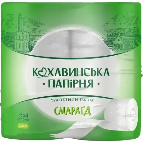 KOHAVINKA Туалетная бумага 4 рул 2 слоя Smaragd 165 лист 18,98 м 1/12