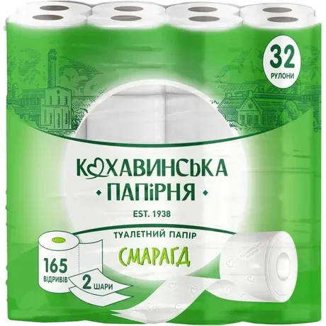 KOHAVINKA Туалетная бумага 32 рул 2 слоя Smaragd 165 лист 18,98 м 1/1