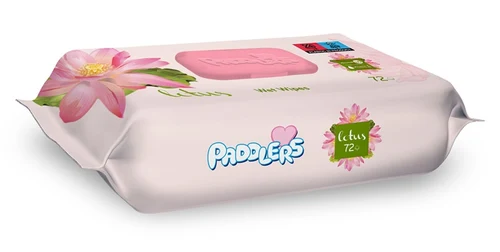 Салфетки влажные Paddlers с крышкой 72 штук Лотос 1/12