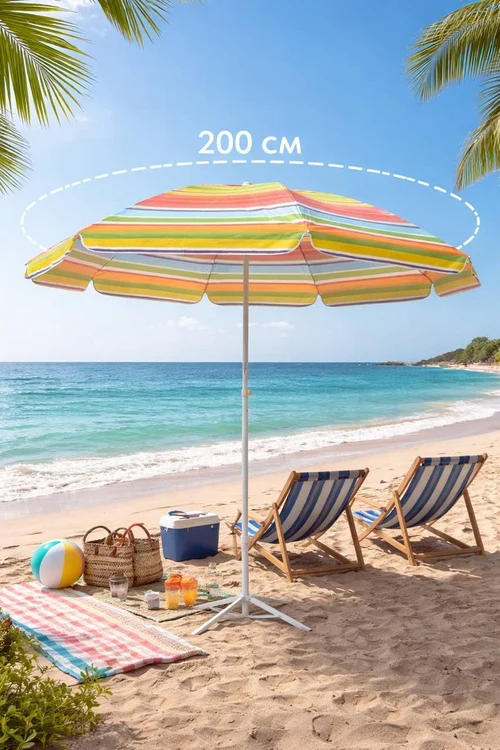 Umbrelă de plajă pliabilă, Ø 200 cm
