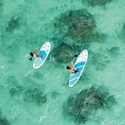 Надувная доска для SUP Aqua Quest 320, 320×81×15 см, в комплекте с насосом, веслом и сумкой, макс. 150 кг, Интекс (68242)
