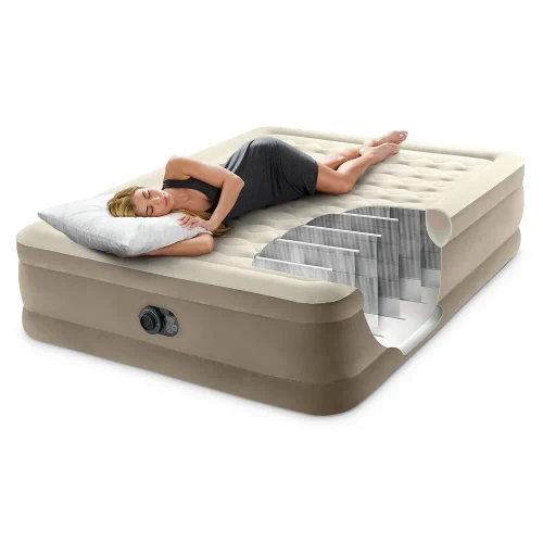 Надувная кровать Queen Ultra Plush со встроенным насосом, 152×203×46 см, макс. 272 кг, Интекс (64428)