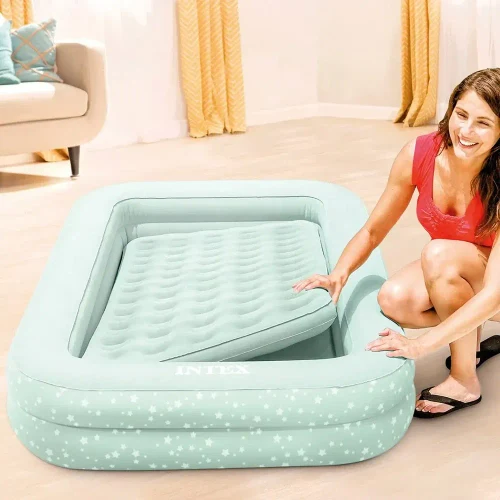 Надувная кроватка Kidz Travel с боковыми краями, 168×107×25 см, 3–6 лет, Intex (66810)