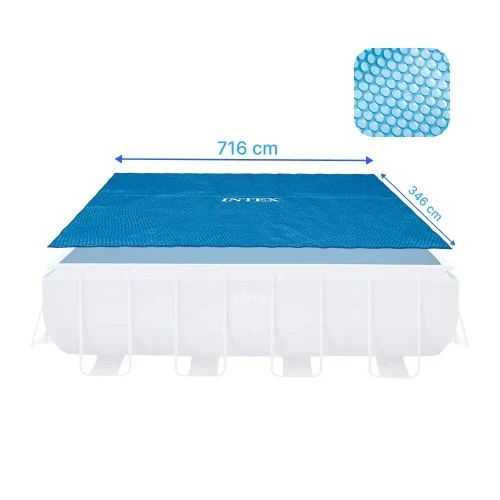 Prelată solară 716×346 cm pentru piscină dreptunghiulară 732×366 cm, Intex (28017)