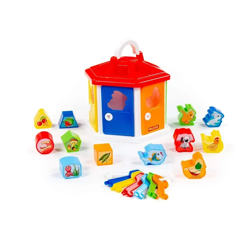 Căsuță educativă cu sorter de forme, chei și animale, Polesie (6011) 3