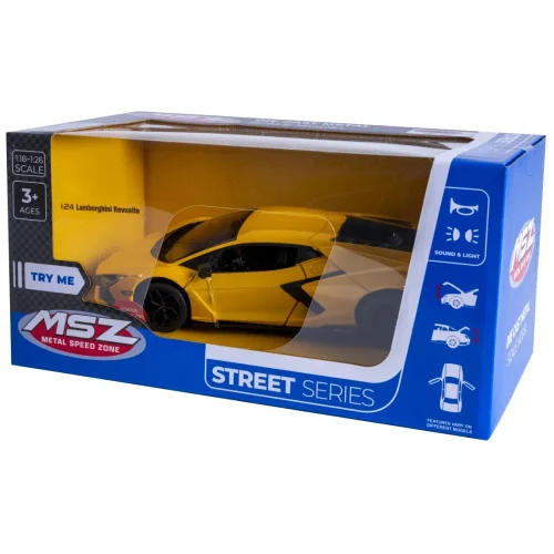 Металлический автомобиль Lamborghini Revuelto в масштабе 1:24, желтый MSZ (68200A/2)