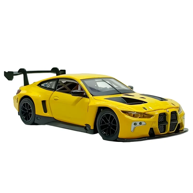 Mașină din metal BMW M4 GT3, scară 1:24, galbenă, MSZ (68277A) 5