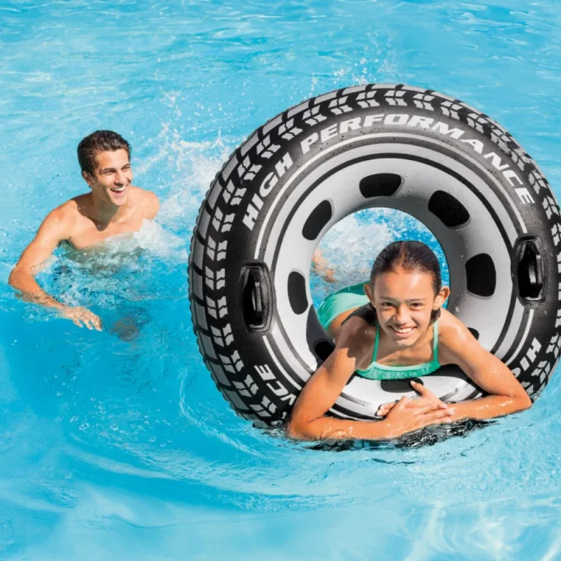 Colac gonflabil de înot tip anvelopă cu mânere, 114 cm, max. 100 kg, 9+ ani, Intex (56268) 2