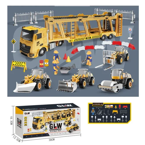 Trailer din metal cu inertie in set cu autospeciale (50664)