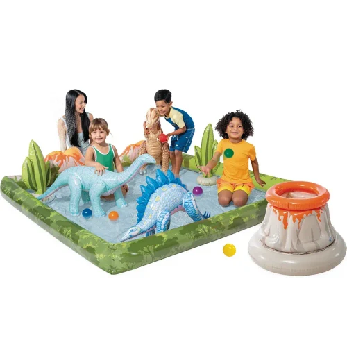 Надувной игровой центр Jurassic Adventure, 201×201×36 см, 410 л, макс. 81 кг, 2+ года, Intex (56132)