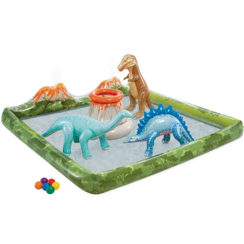 Надувной игровой центр Jurassic Adventure, 201×201×36 см, 410 л, макс. 81 кг, 2+ года, Intex (56132)