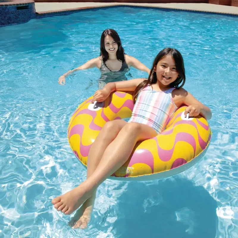 Colac gonflabil de înot cu mânere, 91 cm, max. 60 kg, 2 culori, 9+ ani, Intex (59256) 3