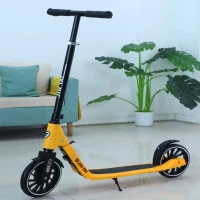 Trotinetă pentru copii cu 2 roți, ghidon reglabil și frână de picior, galben, RTM Scooter (66993) 2
