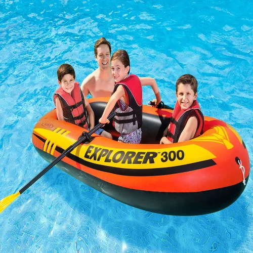 Надувная лодка Explorer 300 с веслами и насосом, 211×117×41 см, макс. 186 кг, 6+ лет, Intex (58332)
