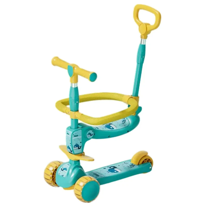 Trotinetă pentru copii 6 în 1 cu scaun, mâner parental, roți luminoase și muzică, 3 culori, RTM Scooter (JSC366) 3