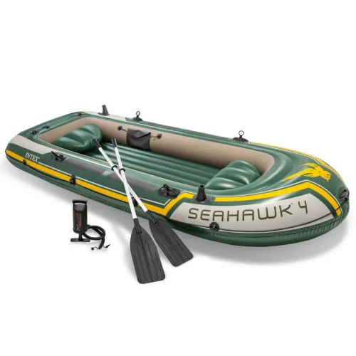 Надувная лодка Seahawk 4 с веслами и насосом, 351×145×48 см, макс. 480 кг, Интекс (68351)