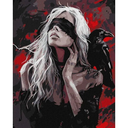 Картина по номерам Девушка и ворон, 40×50 см, Идейка (KHO8687)