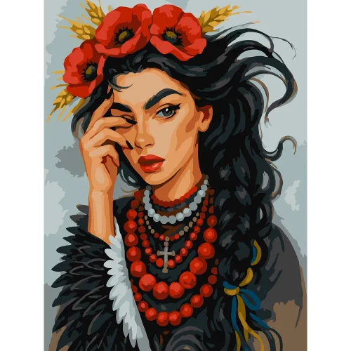 Картина по номерам Девушка с маками, 30×40 см, Идейка (KHO8656)