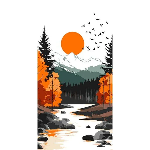 Pictură pe numere Luna galbenă în pădurea de toamnă, 40×80 cm, Ideyka (KHO6415)