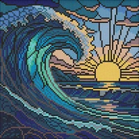 Mozaic cu diamante Valul în sticlă colorată, 30×30 cm, Ideyka (AMO8320) 2