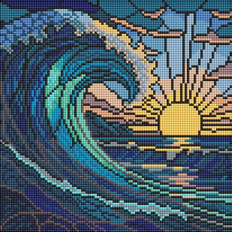Mozaic cu diamante Valul în sticlă colorată, 30×30 cm, Ideyka (AMO8320) 2