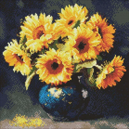 Mozaic cu diamante Floarea-soarelui, 40×40 cm, Ideyka (AMO8354)