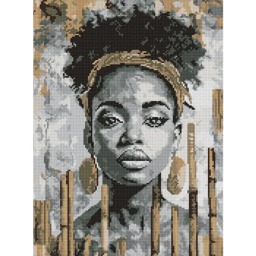 Mozaic cu diamante Portret monocrom exotic, 40×50 cm, Ideyka (AMO8274)