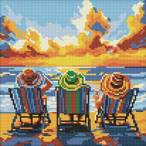 Mozaic cu diamante Vacanță cu prietenii, 30×30 cm, Ideyka (AMO8260)