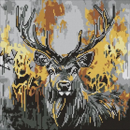 Mozaic cu diamante Cerb auriu, 40×40 cm, Ideyka (AMO8257)