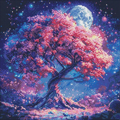 Mozaic cu diamante Copac, 40×40 cm, Ideyka (AMO8214)