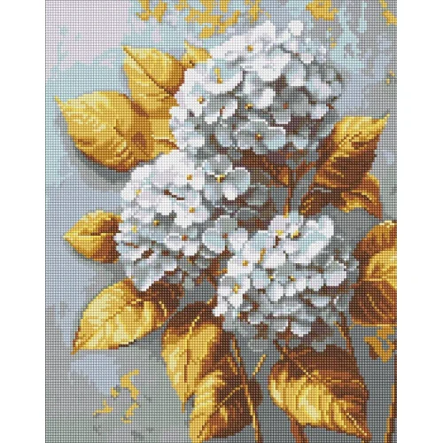 Mozaic cu diamante Hortensie aurie, 40×50 cm, Ideyka (AMO8253)