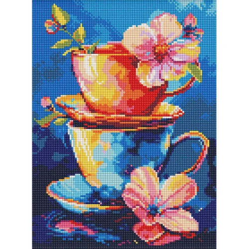 Mozaic cu diamante Secretul ceaiului, 30×40 cm, Ideyka (AMO8147)