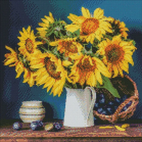 Mozaic cu diamante Floarea-soarelui, 40×40 cm, Ideyka (AMO7417)
