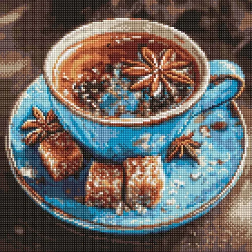 Mozaic cu diamante Ceai cu anason, 40×40 cm, Ideyka (AMO20103)