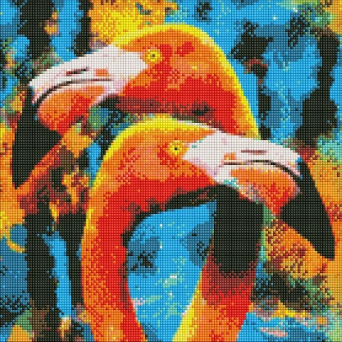 Mozaic cu diamante Flamingo portocalii, 40×40 cm, Ideyka (AMO7156)
