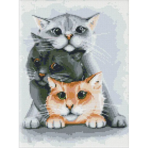 Mozaic cu diamante Pisoi jucăuși, 30×40 cm, Ideyka (AMO7134)