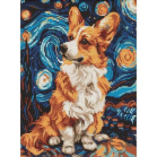 Mozaic cu diamante Corgi adorabil, 30×40 cm fără ramă, Ideyka (AMC8023)